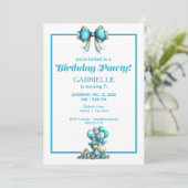 Whimsical Fun Teal Birthday  Einladung (Stehend Vorderseite)