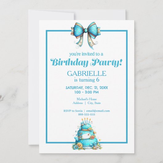 Whimsical Fun Teal Birthday Einladung (Vorderseite)