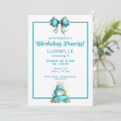 Whimsical Fun Teal Birthday Einladung (Stehend Vorderseite)
