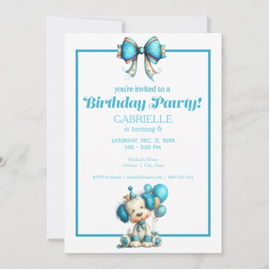Whimsical Fun Teal Birthday  Einladung (Vorderseite)
