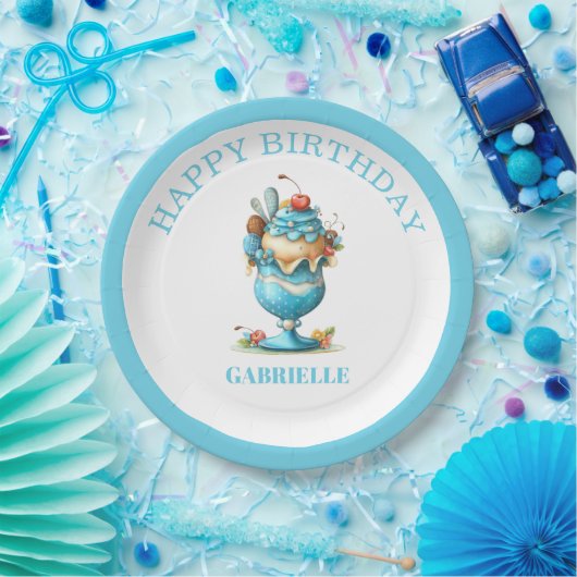 Whimsical Fun Teal Birthday Pappteller (Party)
