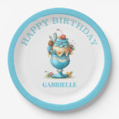 Whimsical Fun Teal Birthday Pappteller (Vorderseite)