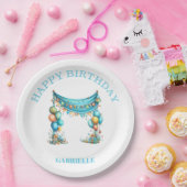 Whimsical Fun Teal Birthday  Pappteller (Party)