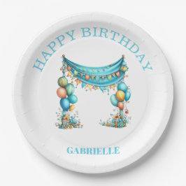 Whimsical Fun Teal Birthday  Pappteller