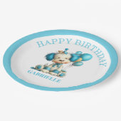 Whimsical Fun Teal Birthday  Pappteller (Schrägansicht)
