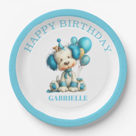 Whimsical Fun Teal Birthday  Pappteller (Vorderseite)
