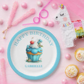 Whimsical Fun Teal Birthday Pappteller (Party)