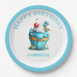 Whimsical Fun Teal Birthday  Pappteller