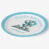Whimsical Fun Teal Birthday Pappteller (Schrägansicht)