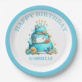 Whimsical Fun Teal Birthday  Pappteller (Vorderseite)