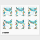 Whimsical Fun Teal Birthday Quadratischer Aufkleber (Blatt)
