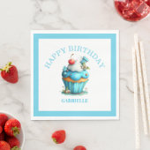 Whimsical Fun Teal Birthday  Serviette (Beispiel)