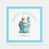 Whimsical Fun Teal Birthday  Serviette (Vorderseite)