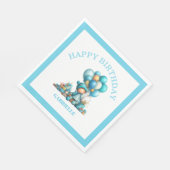 Whimsical Fun Teal Birthday Serviette (Ecke)