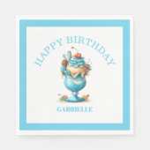 Whimsical Fun Teal Birthday  Serviette (Vorderseite)