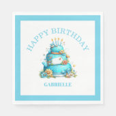 Whimsical Fun Teal Birthday Serviette (Vorderseite)