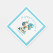 Whimsical Fun Teal Birthday Serviette (Ecke)