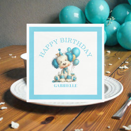 Whimsical Fun Teal Birthday  Serviette