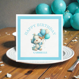 Whimsical Fun Teal Birthday  Serviette