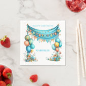 Whimsical Fun Teal Birthday Serviette (Beispiel)