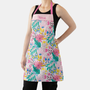Whimsical Fun Tropical Blume und Schmetterlinge Schürze