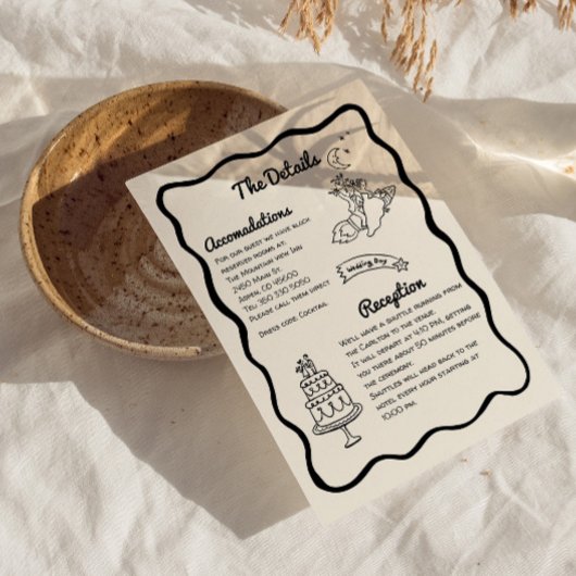 Whimsical fun Wedding Details Enclosure Card Dankeskarte