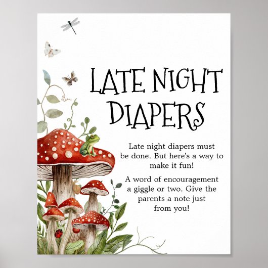 Whimsical Fungi Mushroom Fall Spate Night Diapers Poster (Vorne)