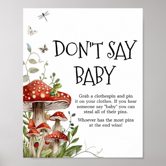 Whimsical Fungi Mushroom Fall Sprich nicht Baby Poster (Vorne)