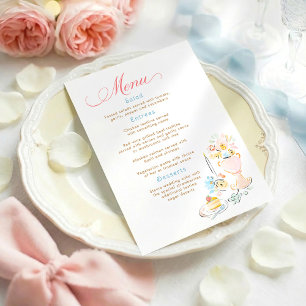 Whimsical-funkige handgezeichnete Pastell-Hochzeit Menükarte