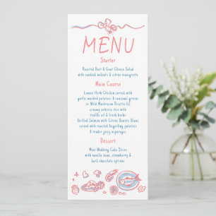 Whimsical-funkile Hochzeitsmenükarte mit handgesch Menükarte
