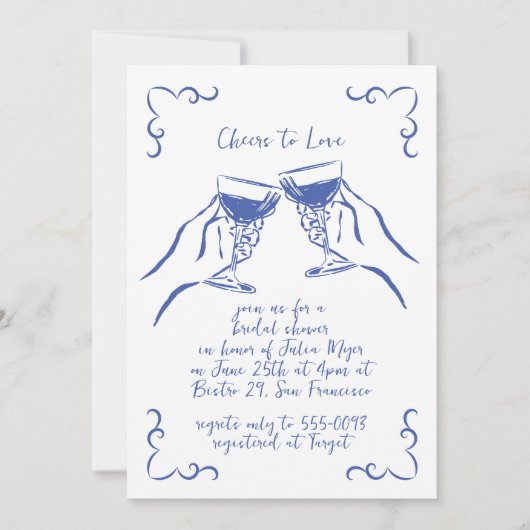 Whimsical Funky Cheert Liebe Brautparty Einladung (Vorderseite)