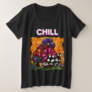 Whimsical Funky Chunky Floral Chicken Colorful Große Größe T-Shirt
