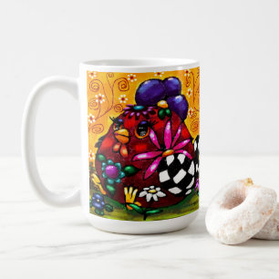 Whimsical Funky Chunky Floral Chicken Colorful Kaffeetasse