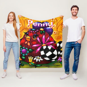 Whimsical Funky Chunky Floral Chicken Personalisie Fleecedecke