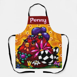 Whimsical Funky Chunky Floral Chicken Personalisie Schürze