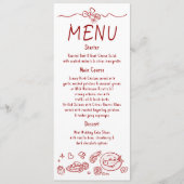 Whimsical Funky Decor Handwritten Red Wedding Menu Menükarte (Vorderseite)