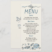 Whimsical Funky Decor Handwritten Wedding Menu Menükarte (Vorne/Hinten)