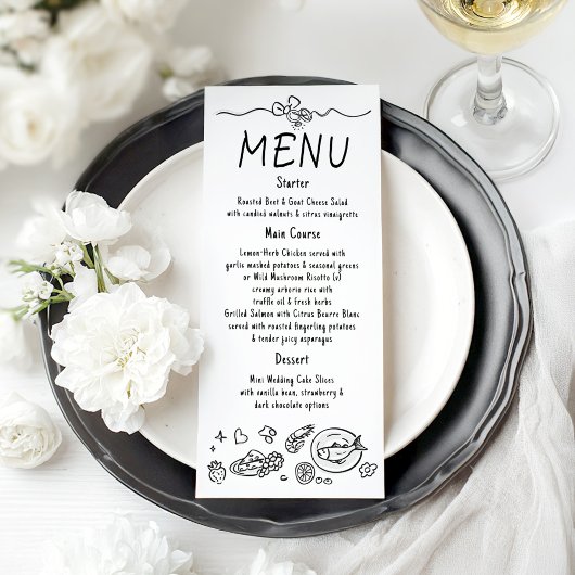 Whimsical Funky Decor Handwritten Wedding Menu Menükarte