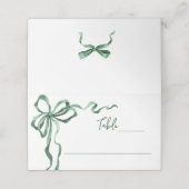 Whimsical Funky Green Bow Christmas Dinner Party Platzkarte (Außenseite Aufgefaltet)