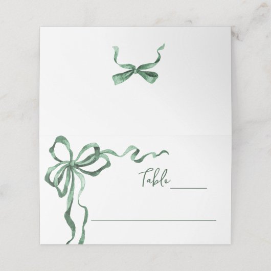 Whimsical Funky Green Bow Christmas Dinner Party Platzkarte (Außenseite Aufgefaltet)