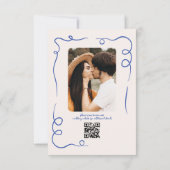 Whimsical Funky Hand Drawn Blue Wedding Foto Save The Date (Rückseite)