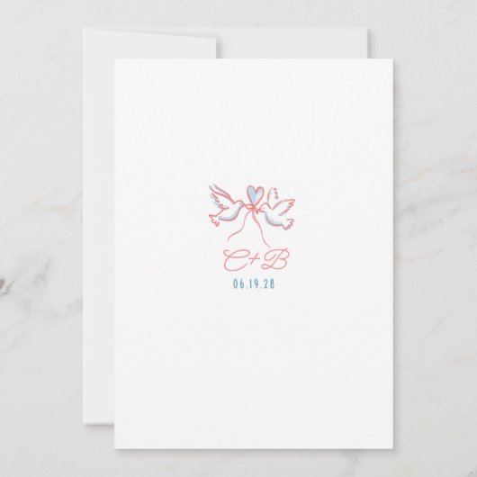 Whimsical Funky Hand Drawn Doodles Wedding Einladung (Rückseite)