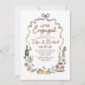 Whimsical Funky Hand Drawn Fall Engagement Party Einladung (Vorderseite)