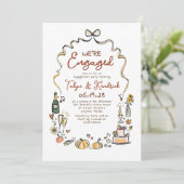 Whimsical Funky Hand Drawn Fall Engagement Party Einladung (Stehend Vorderseite)