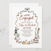 Whimsical Funky Hand Drawn Fall Engagement Party Einladung (Vorne/Hinten)
