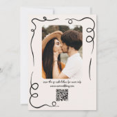 Whimsical Funky Hand Drawn Foto QR Code Wedding Einladung (Rückseite)
