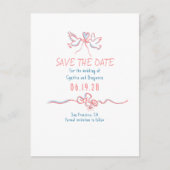 Whimsical Funky Hand Drawn Save the Date Ankündigungspostkarte (Vorderseite)