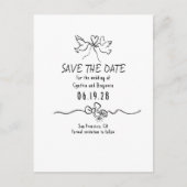 Whimsical Funky Hand Drawn Save the Date Ankündigungspostkarte (Vorderseite)