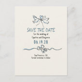 Whimsical Funky Hand Drawn Save The Date Ankündigungspostkarte (Vorderseite)