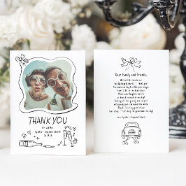 Whimsical Funky Hand Drawn Wedding Photo Dankeskarte